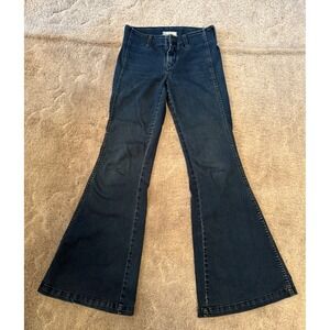 Free People High Rise Flare Jeans Dark Wash Denim Women Size 27